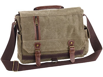 Xcase, Xcase Geräumige Canvas-Retro-Umhängetasche für Notebooks bis 33 cm/13", oliv, Geräumige Canvas-Retro-Umhängetasche für Notebooks bis 33 cm/13