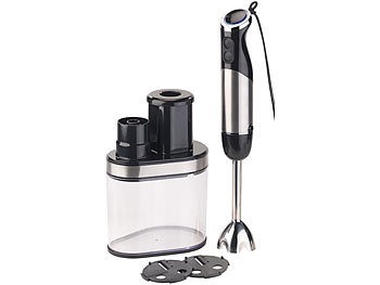 Rosenstein & Söhne, Rosenstein & Söhne Elektrischer 2in1-Stabmixer und Spiralschneider, 400 Watt, Edelstahl, Elektrischer 2in1-Stabmixer und Spiralschneider, 400 Watt, Edelstahl