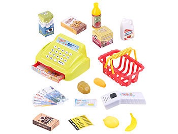 Playtastic, Playtastic 25-teiliges Kaufladen-Set für Kinder, Kassensystem, LED-Licht & Sound, 25-teiliges Kaufladen-Set für Kinder, Kassensystem, LED-Licht & Sound