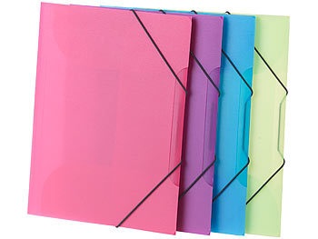General Office, General Office 4er-Set Eckspanner-Einschlagmappen mit Gummizug, Kunststoff, 4 Farben, 4er-Set Eckspanner-Einschlagmappen mit Gummizug, Kunststoff, 4 Farben