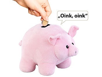Infactory, infactory Grunzendes Plüsch-Sparschwein mit Batteriebetrieb, rosa, Grunzendes Plüsch-Sparschwein mit Batteriebetrieb, rosa
