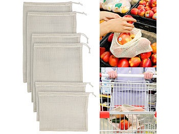 Rosenstein & Söhne, Rosenstein & Söhne 6er-Set Obst- und Gemüsebeutel, 100 % Baumwolle, 3 verschiedene Grössen, 6er-Set Obst- und Gemüsebeutel, 100 % Baumwolle, 3 verschiedene Grössen