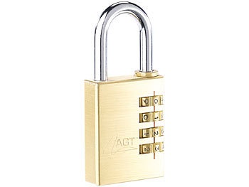 AGT, AGT Vorhänge-Schloss aus Messing mit 4-stelligem Zahlen-Code, 38 mm, Vorhänge-Schloss aus Messing mit 4-stelligem Zahlen-Code, 38 mm