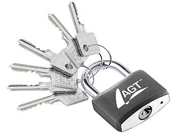 AGT, AGT Vorhänge-Schloss aus Aluminium, Messing & Stahl, 43 mm, 6 Schlüssel, Vorhänge-Schloss aus Aluminium, Messing & Stahl, 43 mm, 6 Schlüssel