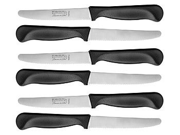 Rosenstein & Söhne, Rosenstein & Söhne Frühstücksmesser mit Wellenschliff aus rostfreiem Chromstahl, 6er-Set, Frühstücksmesser mit Wellenschliff aus rostfreiem Chromstahl, 6er-Set