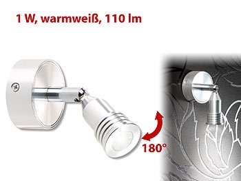 Lunartec, Lunartec LED-Wandspot m. Aluminium-Gehäuse, 1 Watt, 110 Lumen, warmweiss 3.000 K, LED-Wandspot m. Aluminium-Gehäuse, 1 Watt, 110 Lumen, warmweiss 3.000 K