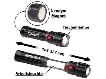 KryoLights, KryoLights 2in1-Taschenlampe & Arbeitsleuchte mit 2x 3-Watt-LED & Neodym-Magnet, 2in1-Taschenlampe & Arbeitsleuchte mit 2x 3-Watt-LED & Neodym-Magnet