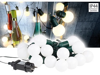 Lunartec, Lunartec LED-Lichterkette mit 20 Lämpchen, 1,2 Watt, warmweiss, 475 cm, IP44, LED-Lichterkette mit 20 Lämpchen, 1,2 Watt, warmweiss, 475 cm, IP44