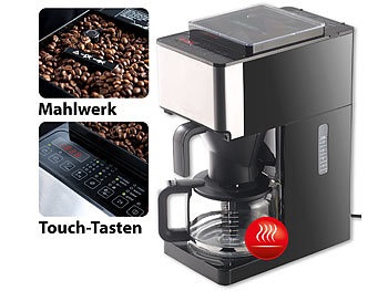 Rosenstein & Söhne, Rosenstein & Söhne Vollautomatische Filter-Kaffeemaschine, Kegelmahlwerk, Touch-Bedienung, Vollautomatische Filter-Kaffeemaschine, Kegelmahlwerk, Touch-Bedienung
