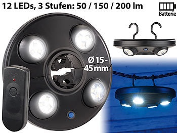 Luminea, Luminea LED-Schirmleuchte mit 4 dreh- & dimmbaren Spots, 200 lm, Fernbedienung, LED-Schirmleuchte mit 4 dreh- & dimmbaren Spots, 200 lm, Fernbedienung