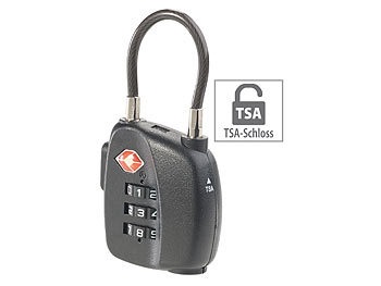 Pearl, Pearl TSA-Koffer-Zahlenschloss mit flexiblem Stahlkabel & 3-stelligem Code, TSA-Koffer-Zahlenschloss mit flexiblem Stahlkabel & 3-stelligem Code