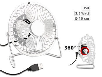 Sichler Haushaltsgeräte, Sichler Haushaltsgeräte Mini-USB-Tischventilator, Vollmetall, neigbar um 360°, 2,5 W, Ø 10 cm, Mini-USB-Tischventilator, Vollmetall, neigbar um 360°, 2,5 W, Ø 10 cm