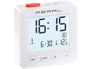 Pearl, Pearl Digitaler Reise-Funk-Wecker mit Thermometer und beleuchtetem Display, Digitaler Reise-Funk-Wecker mit Thermometer und beleuchtetem Display