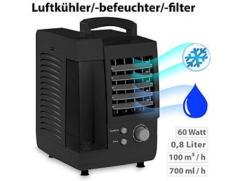 Sichler Haushaltsgeräte, Sichler Haushaltsgeräte Kompakter 3in1-Tisch-Luftkühler, -Luftbefeuchter & -Luftfilter, 60 W, Kompakter 3in1-Tisch-Luftkühler, -Luftbefeuchter & -Luftfilter, 60 W