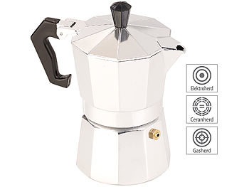 Cucina di Modena, Cucina di Modena Espressokocher für 3 Tassen, Gas-, Elektro- & Glaskeramik-Herd, 150 ml, Espressokocher für 3 Tassen, Gas-, Elektro- & Glaskeramik-Herd, 150 ml
