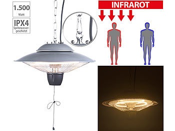 Semptec Urban Survival Technology, Semptec Urban Survival Technology Infrarot-Decken-Heizstrahler, 1.500 Watt, spritzwassergeschützt (IPX4), Infrarot-Decken-Heizstrahler, 1.500 Watt, spritzwassergeschützt (IPX4)