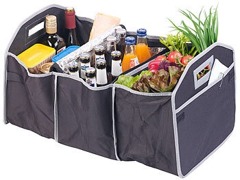 Lescars, Lescars 2in1-Kofferraum-Organizer mit 3 Fächern und Kühltasche, faltbar, 2in1-Kofferraum-Organizer mit 3 Fächern und Kühltasche, faltbar