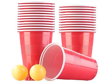 Infactory, infactory Trinkspiel-Set Bier Pong mit 24 Bechern (je 450 ml) und 2 Bällen, Trinkspiel-Set Bier Pong mit 24 Bechern (je 450 ml) und 2 Bällen
