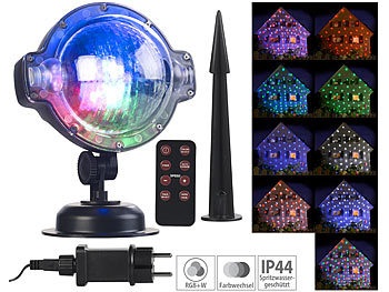 Lunartec, Lunartec LED-Kugellampe mit Schneefall-Effekt und Timer, weiss + RGB, IP44, LED-Kugellampe mit Schneefall-Effekt und Timer, weiss + RGB, IP44