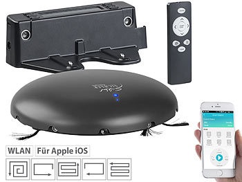 Sichler Haushaltsgeräte, Sichler Haushaltsgeräte Staubsauger-Roboter mit HEPA-Filter, WLAN, App & Fernbedienung, 18 W, WLAN-Staubsauger-Roboter, ultraflach & kompakt, 100 Min. Akku-Laufzeit