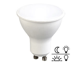 Luminea, Luminea LED-Spot GU10 mit Lichtsensor, weiss 4000 K, 5 Watt, 300 Lumen, LED-Spot GU10 mit Lichtsensor, weiss 4000 K, 5 Watt, 300 Lumen