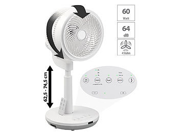 Sichler Haushaltsgeräte, Sichler Haushaltsgeräte Höhenverstellbarer 3D-Raumventilator & Luftzirkulator, Ø 22 cm, 60 W, Höhenverstellbarer 3D-Raumventilator & Luftzirkulator, Ø 22 cm, 60 W