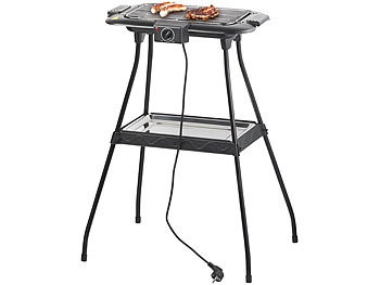 Rosenstein & Söhne, Rosenstein & Söhne Elektrischer 2in1-Stand- und Tischgrill mit Ablage-Tablett, 2.000 Watt, Elektrischer 2in1-Stand- und Tischgrill mit Ablage-Tablett, 2.000 Watt