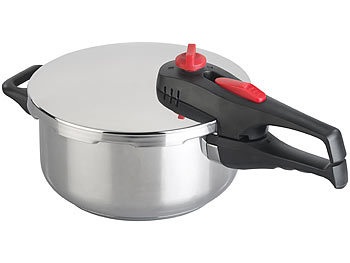 Rosenstein & Söhne, Rosenstein & Söhne Edelstahl-Schnellkochtopf mit 2-stufigem Druckregler bis 90 kPa, 4 l, Edelstahl-Schnellkochtopf mit 2-stufigem Druckregler bis 90 kPa, 4 l