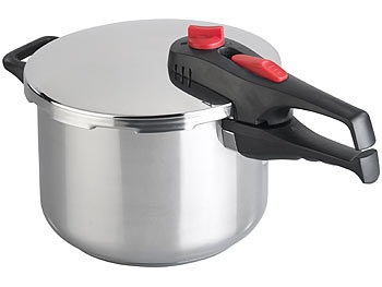Rosenstein & Söhne, Rosenstein & Söhne Edelstahl-Schnellkochtopf mit 2-stufigem Druckregler bis 90 kPa, 6 l, Edelstahl-Schnellkochtopf mit 2-stufigem Druckregler bis 90 kPa, 6 l