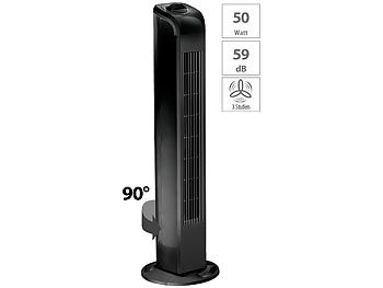 Sichler Haushaltsgeräte, Sichler Haushaltsgeräte Turmventilator mit 3 Geschwindigkeits-Stufen und 90° Oszillation, 50 W, Turmventilator mit 3 Geschwindigkeits-Stufen und 90° Oszillation, 50 W