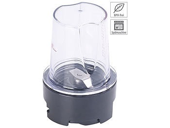 Rosenstein & Söhne, Rosenstein & Söhne Mahl-Aufsatz mit Edelstahl-Klinge und Becher für 2in1-Vakuum-Mixer, Mahl-Aufsatz mit Edelstahl-Klinge und Becher für 2in1-Vakuum-Mixer