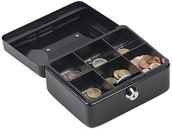 Xcase, Xcase Stahl-Geldkassette, Münzeinsatz mit 6 Fächern, Schloss, 2 Schlüssel, Stahl-Geldkassette, Münzeinsatz mit 6 Fächern, Schloss, 2 Schlüssel