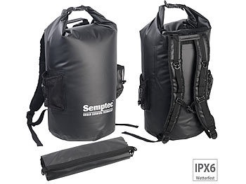 Semptec Urban Survival Technology, Semptec Urban Survival Technology Wasserdichter Trekking-Rucksack aus Lkw-Plane, 40 Liter, schwarz, IPX6, Wasserdichter Trekking-Rucksack aus Lkw-Plane, 40 Liter, schwarz, IPX6