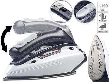 Sichler Haushaltsgeräte, Sichler Haushaltsgeräte 2in1-Reise-Dampfbügeleisen mit klappbarem Griff, 1.150 W, 110/230 Volt, 2in1-Reise-Dampfbügeleisen mit klappbarem Griff, 1.150 W, 110/230 Volt