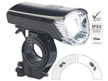 Pearl, Pearl Akku-Fahrradlicht mit Cree-LED & Lenker-Halter, 120 Lumen, USB, IPX4, Akku-Fahrradlicht mit Cree-LED & Lenker-Halter, 120 Lumen, USB, IPX4