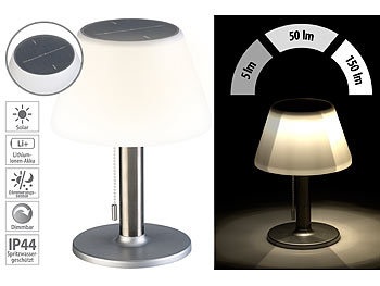 Luminea, Luminea Dimmbare Solar-LED-Tischleuchte mit 150 Lumen, 5 Watt, Ø 20 cm, IP44, Dimmbare Solar-LED-Tischleuchte mit 150 Lumen, 5 Watt, Ø 20 cm, IP44