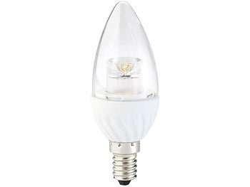 Luminea, Luminea Klare LED-Kerze, E14, 4 W, 300 lm, warmweiss, 160°, Klare LED-Kerze, E14, 4 W, 300 lm, warmweiss, 160°