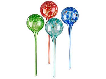 Royal Gardineer, Royal Gardineer 4er-Set Giessfrei-Bewässerungs-Kugeln aus Glas, bunt, Ø 8,5 cm, 4er-Set Gießfrei-Bewässerungs-Kugeln aus Glas, bunt, Ø 8,5 cm