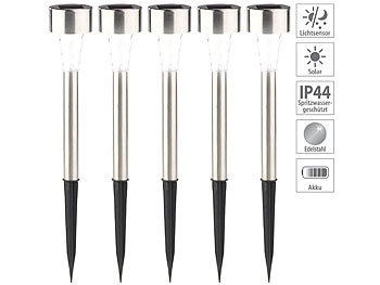 Pearl, Pearl 5er-Set Mini-Solar-LED-Wegeleuchten mit Dämmerungssensor, IP44, 5er-Set Mini-Solar-LED-Wegeleuchten mit Dämmerungssensor, IP44