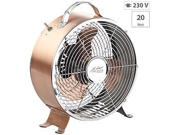 Sichler Haushaltsgeräte, Sichler Haushaltsgeräte Tisch-Ventilator aus Vollmetall im Retro-Design, 20 Watt, Tisch-Ventilator aus Vollmetall im Retro-Design, 20 Watt