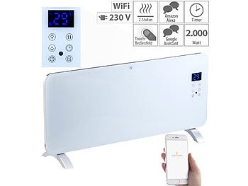 Sichler Haushaltsgeräte, Sichler Haushaltsgeräte Konvektor-Heizung mit App, für Amazon Alexa & Google Assistant, 2000 W, Konvektor-Heizung mit App, für Amazon Alexa & Google Assistant, 2000 W