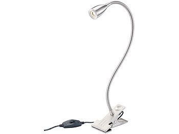Lunartec, Lunartec Klemmleuchte mit Schwanenhals und integrierter 3-Watt-LED, Klemmleuchte mit Schwanenhals und integrierter 3-Watt-LED