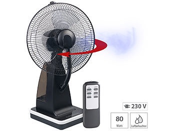 Sichler Haushaltsgeräte, Sichler Haushaltsgeräte Tisch-Ventilator mit Ultraschall-Sprühnebel und Fernbedienung, 80 Watt, Tisch-Ventilator mit Ultraschall-Sprühnebel und Fernbedienung, 80 Watt