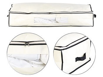 Infactory, infactory Unterbettkommode mit Sichtfenster & Handgriffen, 100x48x18 cm, beige, Unterbettkommode mit Sichtfenster & Handgriffen, 100x48x18 cm, beige