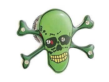 Lunartec, Lunartec Blink-Pin mit LED & Magnetclip "grüner Totenkopf", Blink-Pin mit LED & Magnetclip 