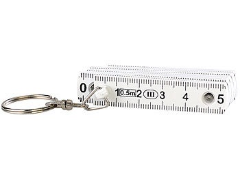 Pearl, Pearl Zollstock am Schlüsselanhänger, 0,5-Meter-Gliedermassstab, weiss, Zollstock am Schlüsselanhänger, 0,5-Meter-Gliedermassstab, weiss