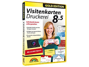 Markt & Technik, Markt & Technik Visitenkarten Druckerei 8.5 Gold Edition Vollversion, 1 Lizenz Windows Büroorganisation, Markt & Technik Visitenkarten Druckerei 8.5 Gold Edition Vollversion, 1 Lizenz Windows Büroorganisation
