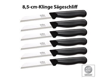 Löffler Schneidewaren Co., Löffler Schneidewaren Co. 6 Edelstahl-Gemüse-/Obstmesser aus Solingen, 8,5-cm-Klinge Sägeschliff, 6 Edelstahl-Gemüse-/Obstmesser aus Solingen, 8,5-cm-Klinge Sägeschliff