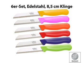 Löffler Schneidewaren Co., Löffler Schneidewaren Co. 6 Edelstahl-Gemüse-/Obstmesser aus Solingen, 8,5-cm-Klinge Sägeschliff, 6 Edelstahl-Gemüse-/Obstmesser aus Solingen, 8,5-cm-Klinge Sägeschliff