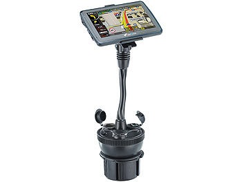 Navgear, NavGear Navi-Halterung für Kfz-Getränkehalter, mit 2 USB- & 12V-Ports, Navi-Halterung für Kfz-Getränkehalter, mit 2 USB- & 12V-Ports